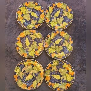 Decorative Grape Vineyard Dinner Plates - Made In Italy 6 Plates